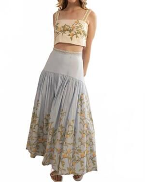 NEW KLEID aisha maxi skirt in orange border blue